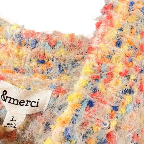 &Merci Confetti Scallop Chenille Sweater L - Picture 4 of 12